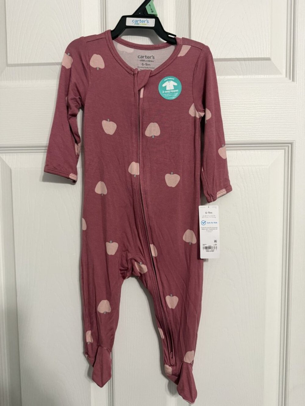 Carter's Child of Mine Apple Print Footie Pajamas 6-9M